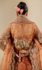 Regal Peach Embroidered Bridal Ensemble