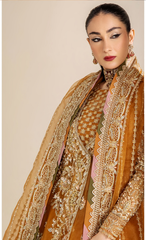 Luxury Mustard Gold Embroidered Designer Anarkali Suit with Heavy Handcrafted Work