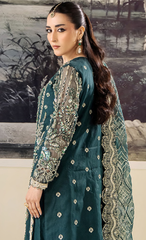 Royal Emerald Green Embroidered Designer Suit with Luxury Handcrafted Detailing
