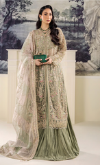 Embroidered Sage Green Anarkali Suit with Dupatta
