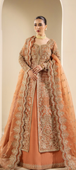 Regal Peach Embroidered Bridal Ensemble