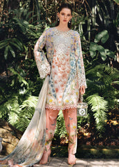 10B – Printed Lawn Shirt with Chiffon Dupatta & Embroidered Patches