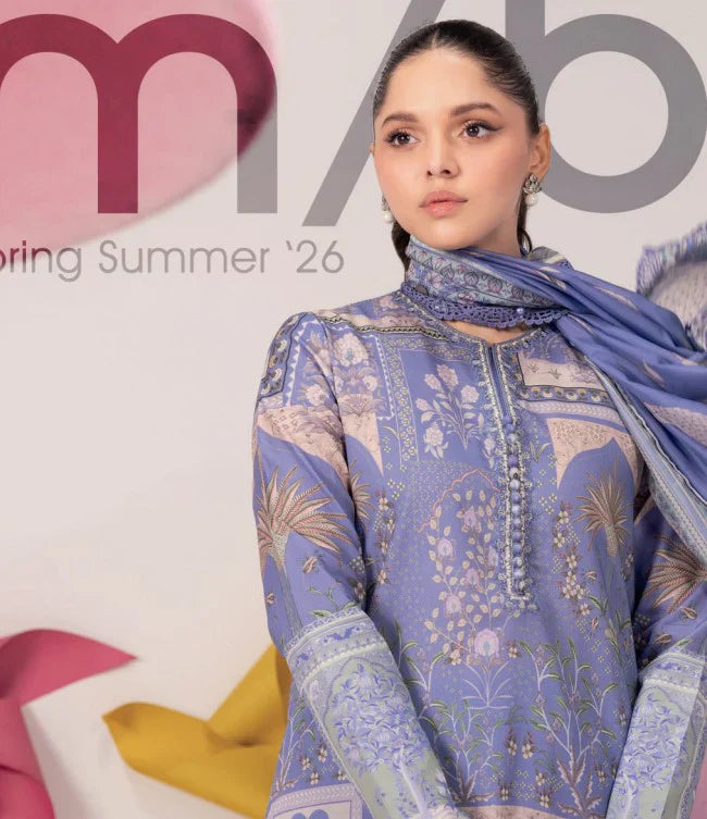 Maria.B. M.Basics 11B – Printed Lawn Suit with Silk Dupatta