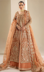 Regal Peach Embroidered Bridal Ensemble