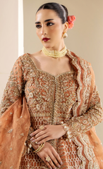 Regal Peach Embroidered Bridal Ensemble