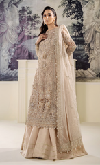 Luxury Ivory Gold Embroidered Designer Suit with Intricate Handcrafted Detailing