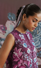 AERO-6B – Mulberry Rose Printed Lawn Suit with Purple Border Dupatta