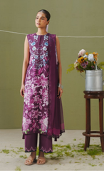 AERO-6B – Mulberry Rose Printed Lawn Suit with Purple Border Dupatta