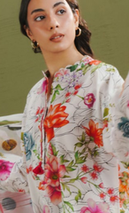 ELIX-9A – Black & White Floral Printed Lawn Suit with Polka Dot Dupatta
