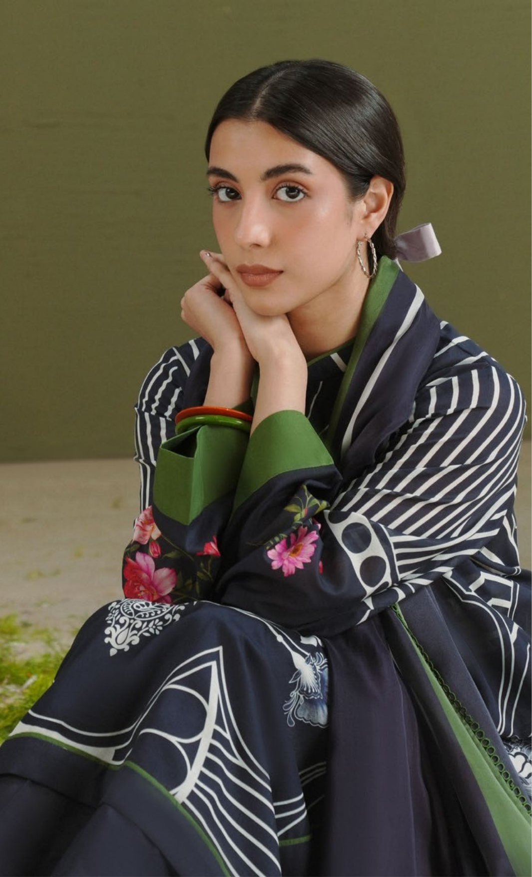 RAYA-10B – Midnight Blue Art Nouveau Printed Lawn Suit