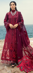 Deep Maroon Embroidered Luxury Lawn Suit with Statement Dupatta