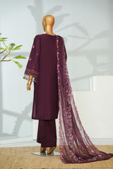 Bin Saeed Plum Embroidered 3-Piece Luxury Lawn Suit