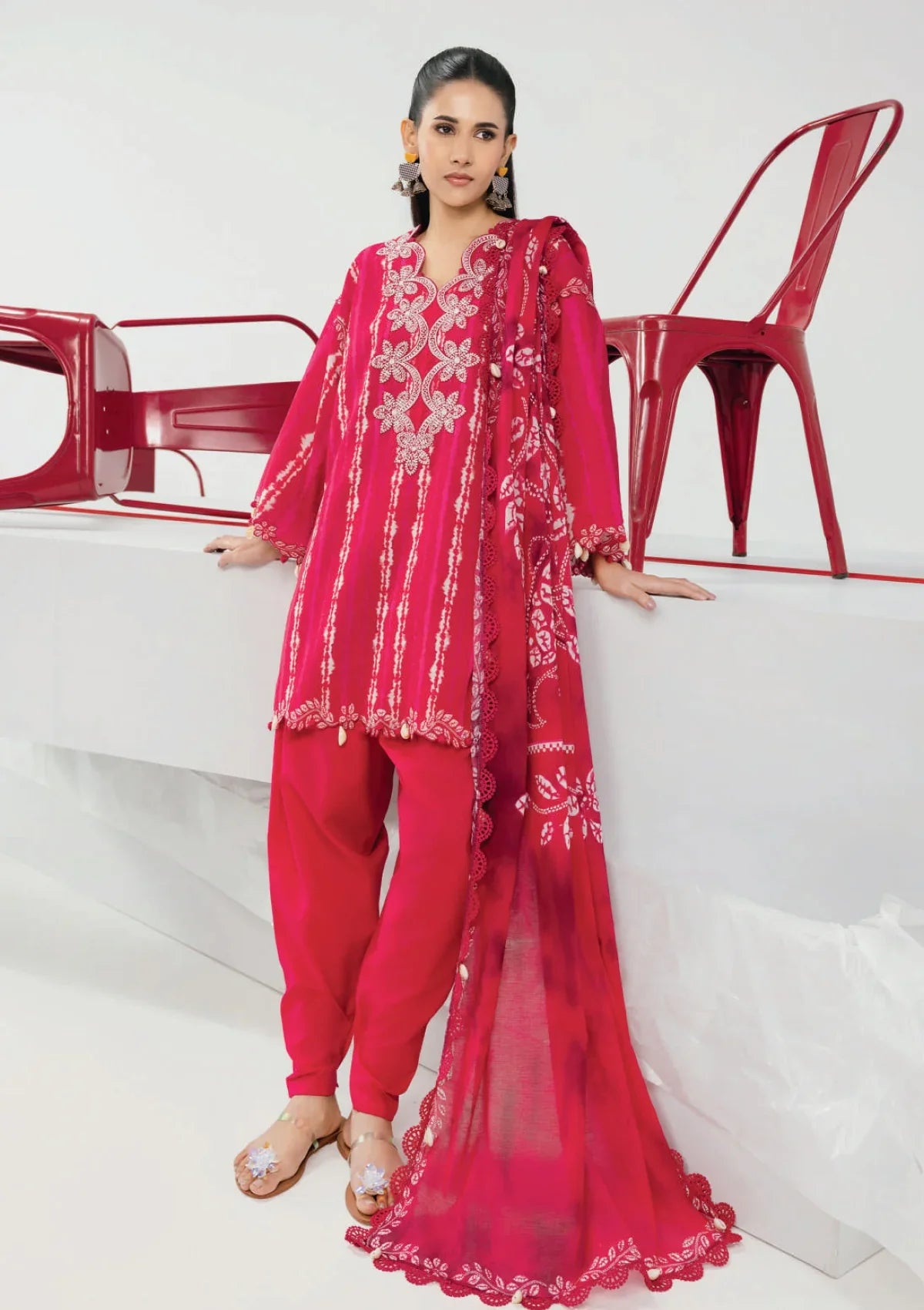 Maria.B. M.Basics 14A – Printed Lawn Suit with Voile Dupatta
