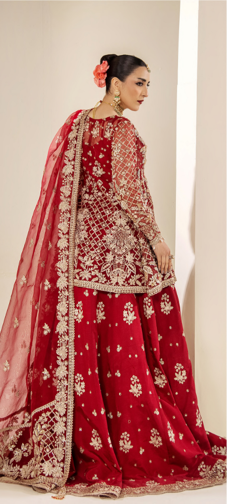 Red Bridal Embroidered Lehenga Set