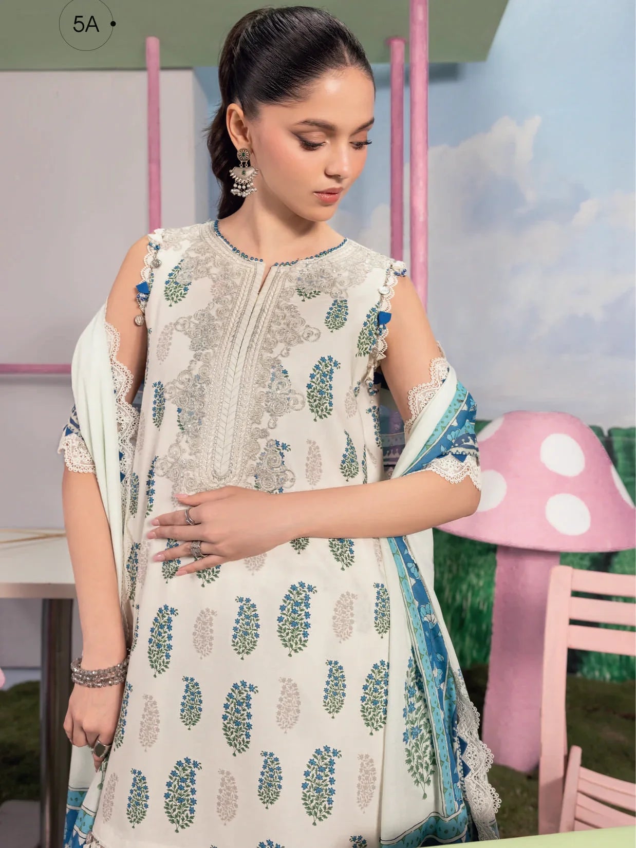 Maria.B. M.Basics 5A – Printed Lawn Suit with Voile Dupatta
