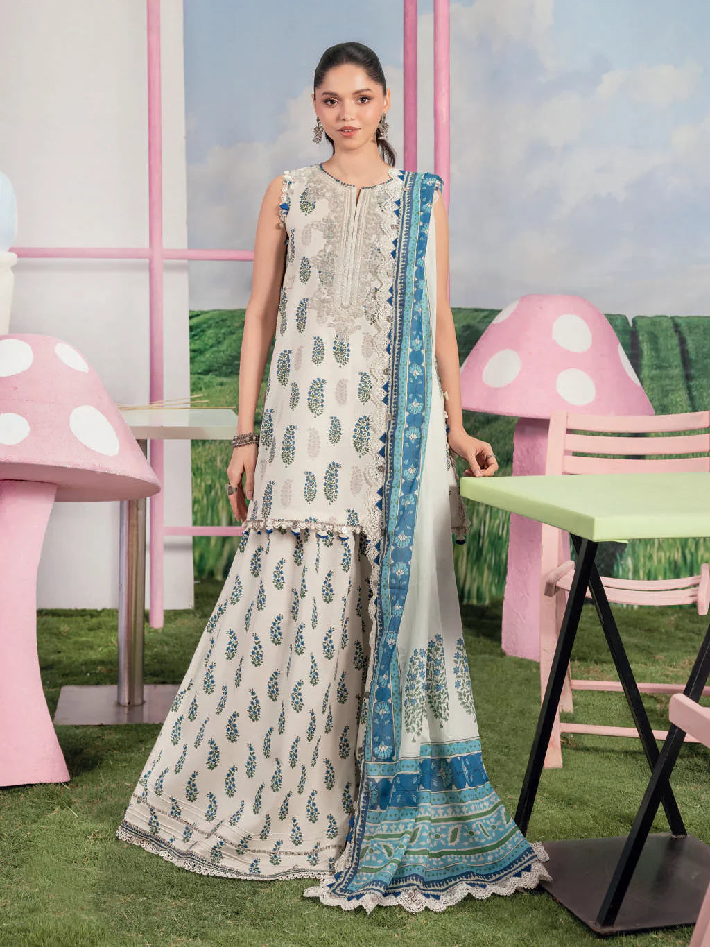 Maria.B. M.Basics 5A – Printed Lawn Suit with Voile Dupatta