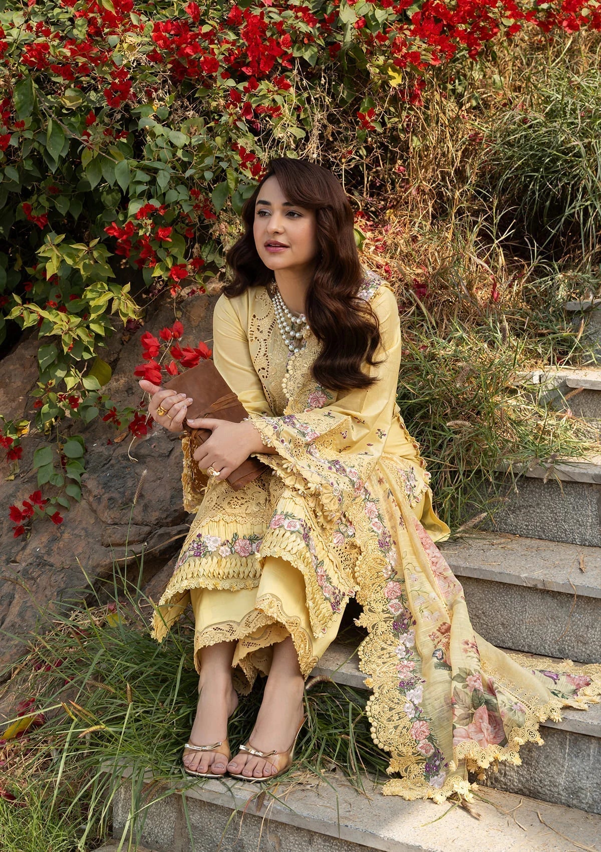 Elaf Premium Embroidered Luxury Lawn 3Pc Suit ELY-05 SOUCI