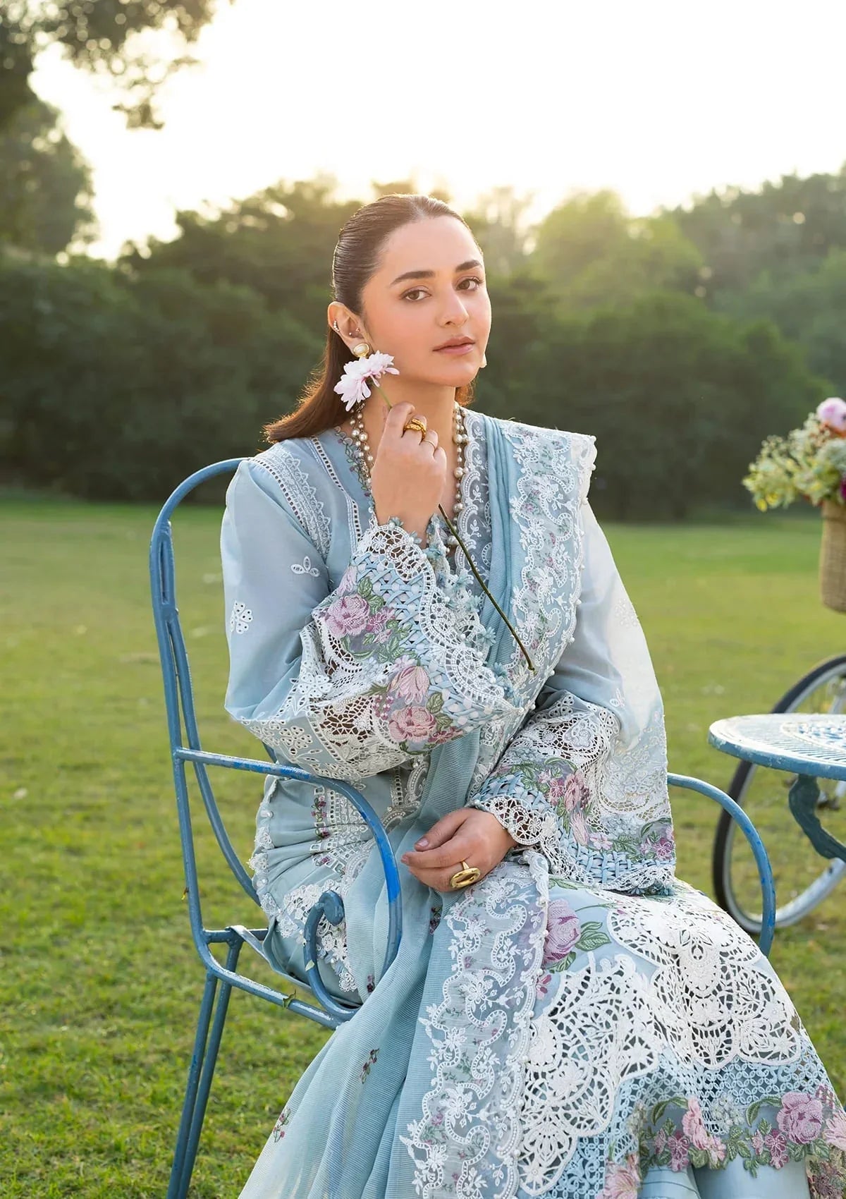 Elaf Premium Embroidered Luxury Lawn 3Pc Suit ELY-07 MORNING DRIZZLE