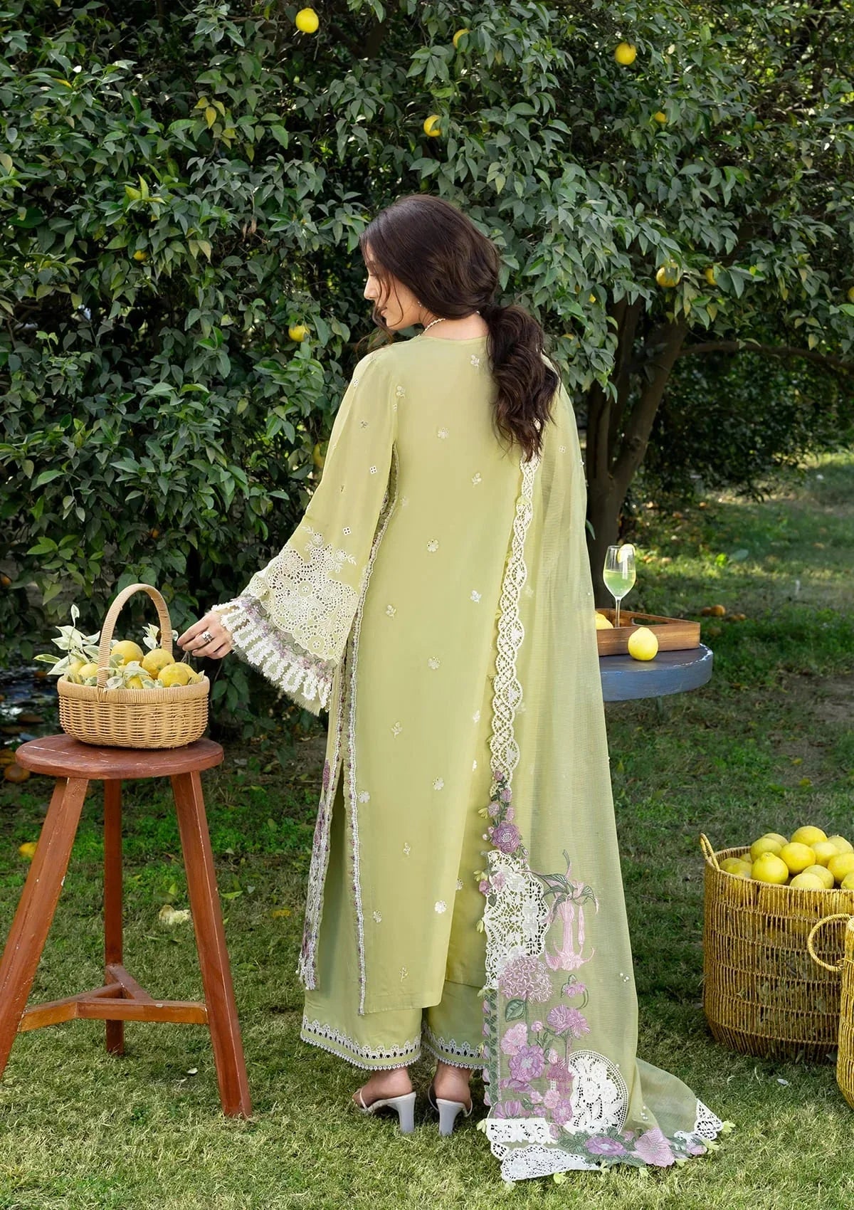 Elaf Premium Embroidered Luxury Lawn 3Pc Suit ELY-08 PISTACHIA