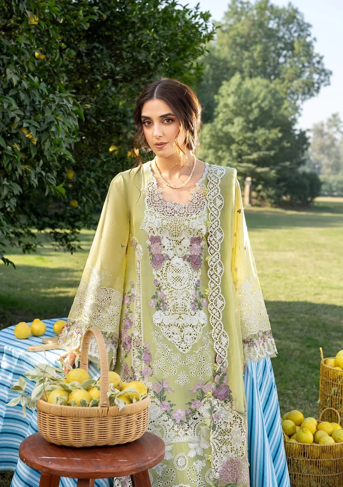 Elaf Premium Embroidered Luxury Lawn 3Pc Suit ELY-08 PISTACHIA