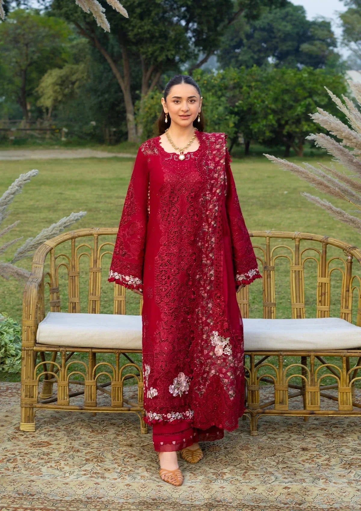 Elaf Premium Embroidered Luxury Lawn 3Pc Suit ELY-10 CHERIE LADY