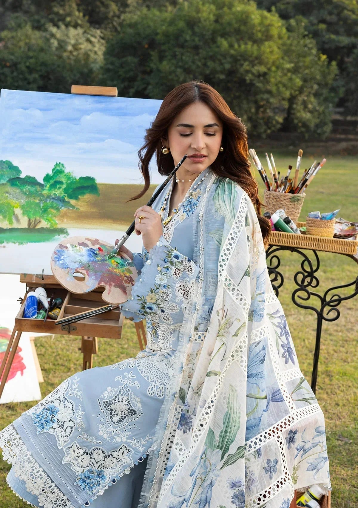 Elaf Premium Embroidered Luxury Lawn 3Pc Suit ELY-01B SERENITY