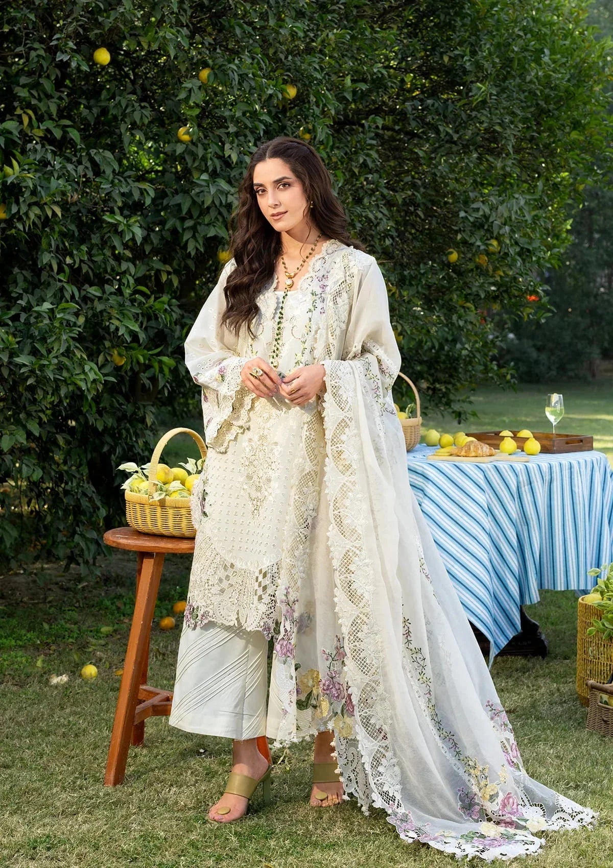 Elaf Premium Embroidered Luxury Lawn 3Pc Suit ELY-03A PERLE