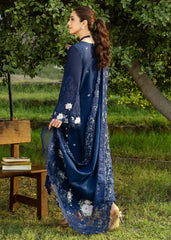 Elaf Premium Embroidered Luxury Lawn 3Pc Suit ELY-4B BLUE BELLE