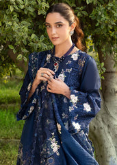 Elaf Premium Embroidered Luxury Lawn 3Pc Suit ELY-4B BLUE BELLE