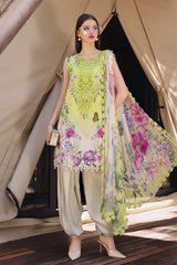 9A Printed Lawn Suit with Embroidered Neckline & Chiffon Dupatta