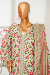 Bin Saeed Stitched 3 Piece Exclusive Emb Lawn Vol-02 Suit-NSM-2822-PISTA