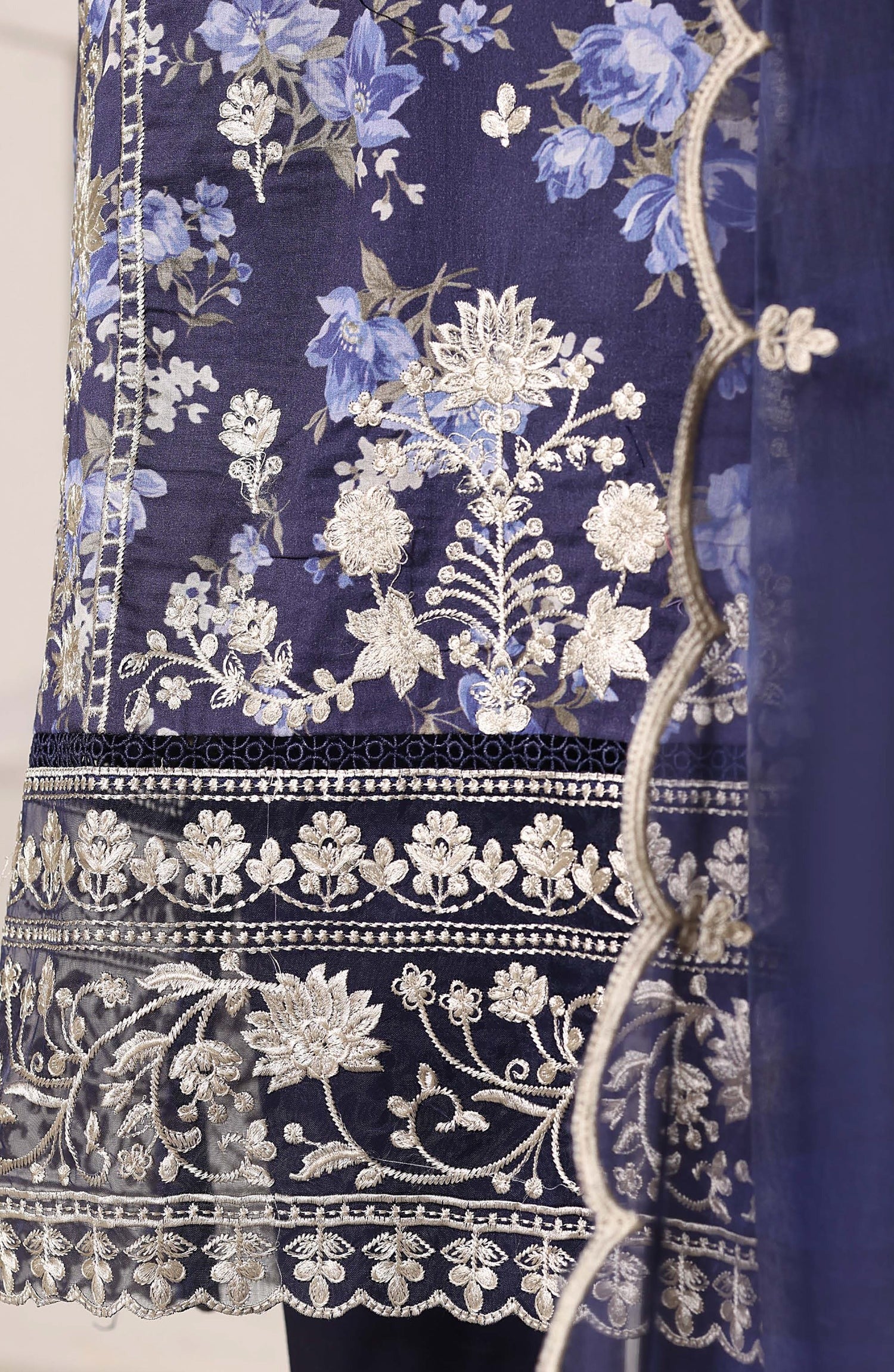Sadabahar Signature Embroidered Stitched 3 Piece Suit - D-01 - SBD26VOL - Blue - Festive Collection