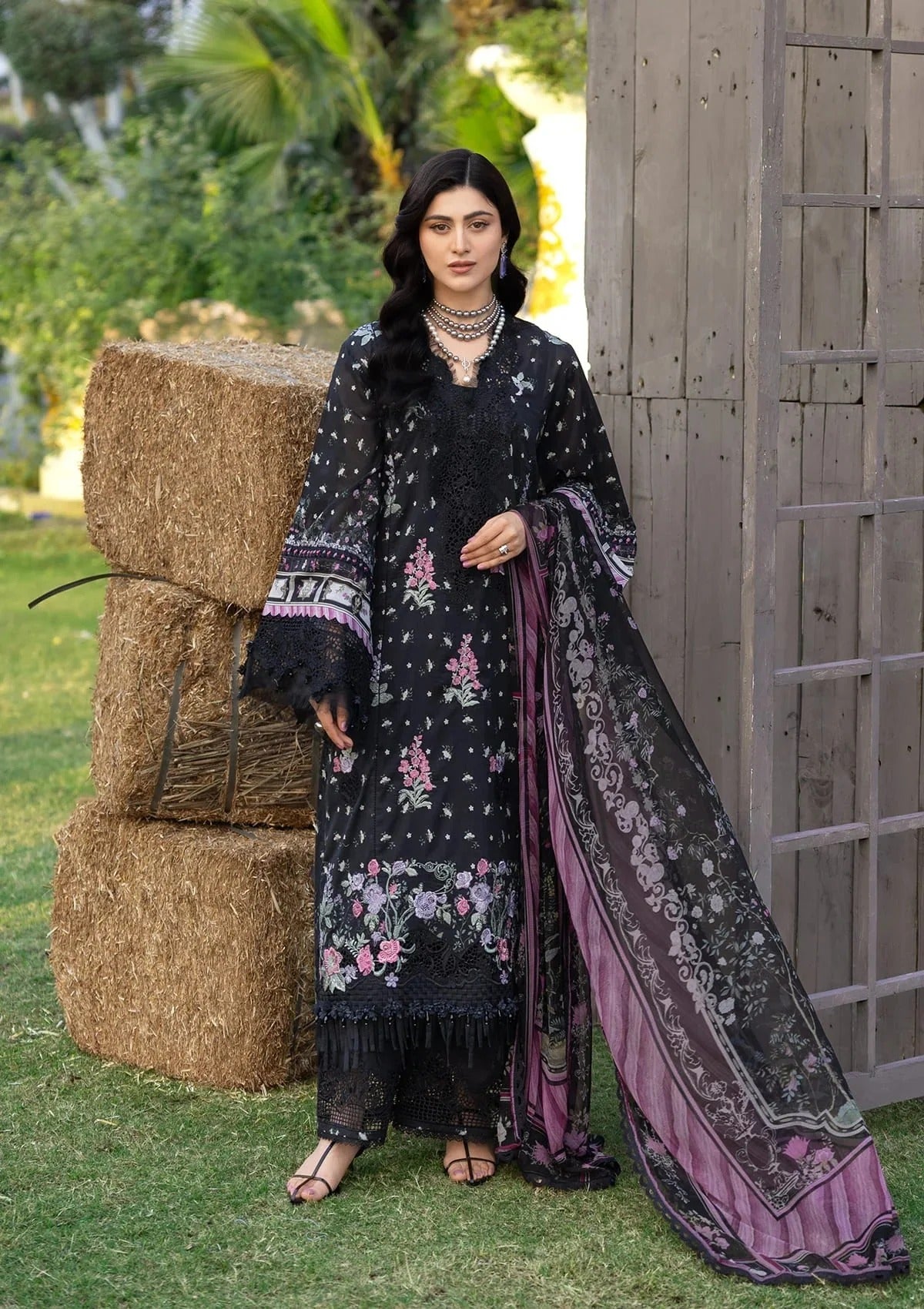 Elaf Premium Print Chikankari Lawn Unstitched 3PC Suit – ERC-7A Arzo