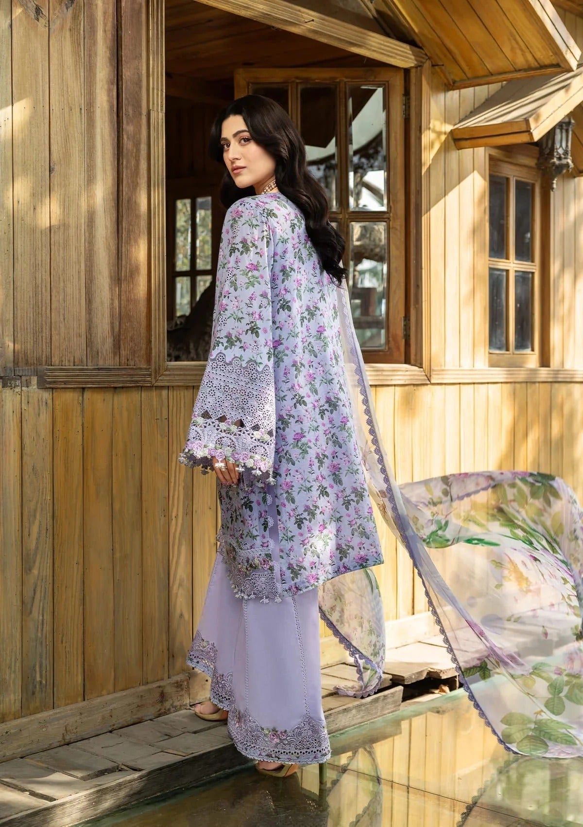 Elaf Premium Print Chikankari Lawn Unstitched 3PC Suit – ERC-6B Iris