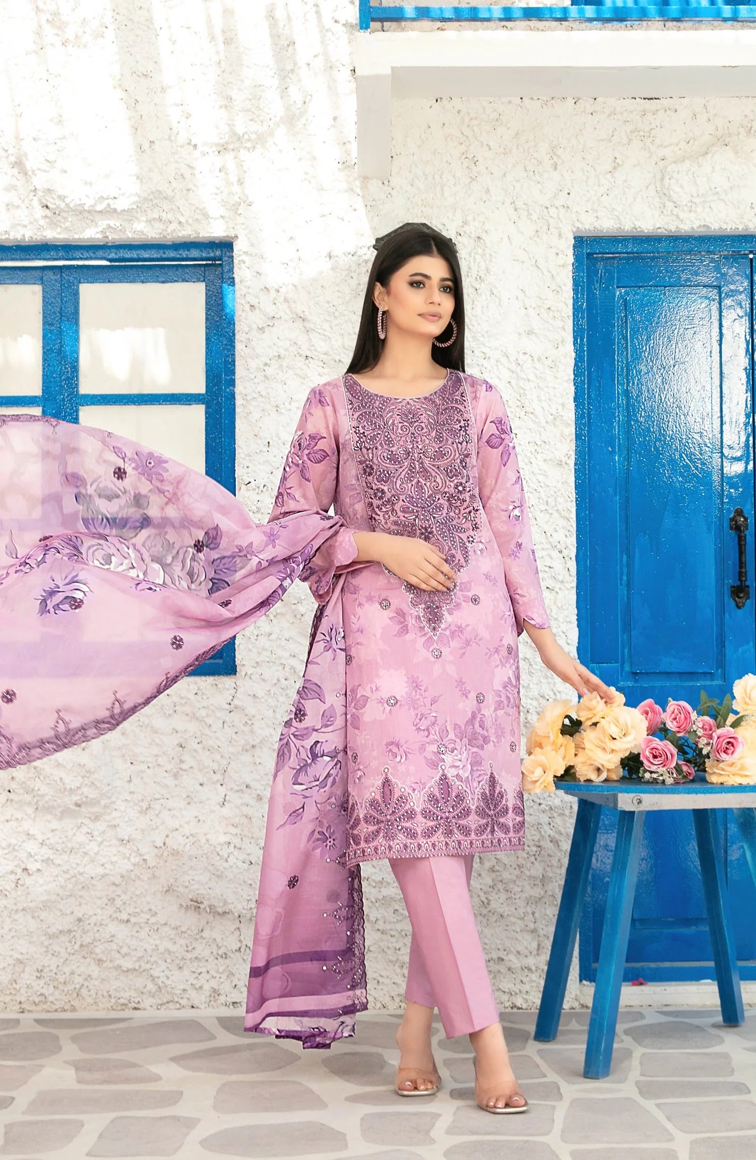 Parizah by MyTaraz Fabrics Embroidered Lawn Unstitched 3 Piece Suit - D-2730 - TF26PRZ - Purple - Summer Collection