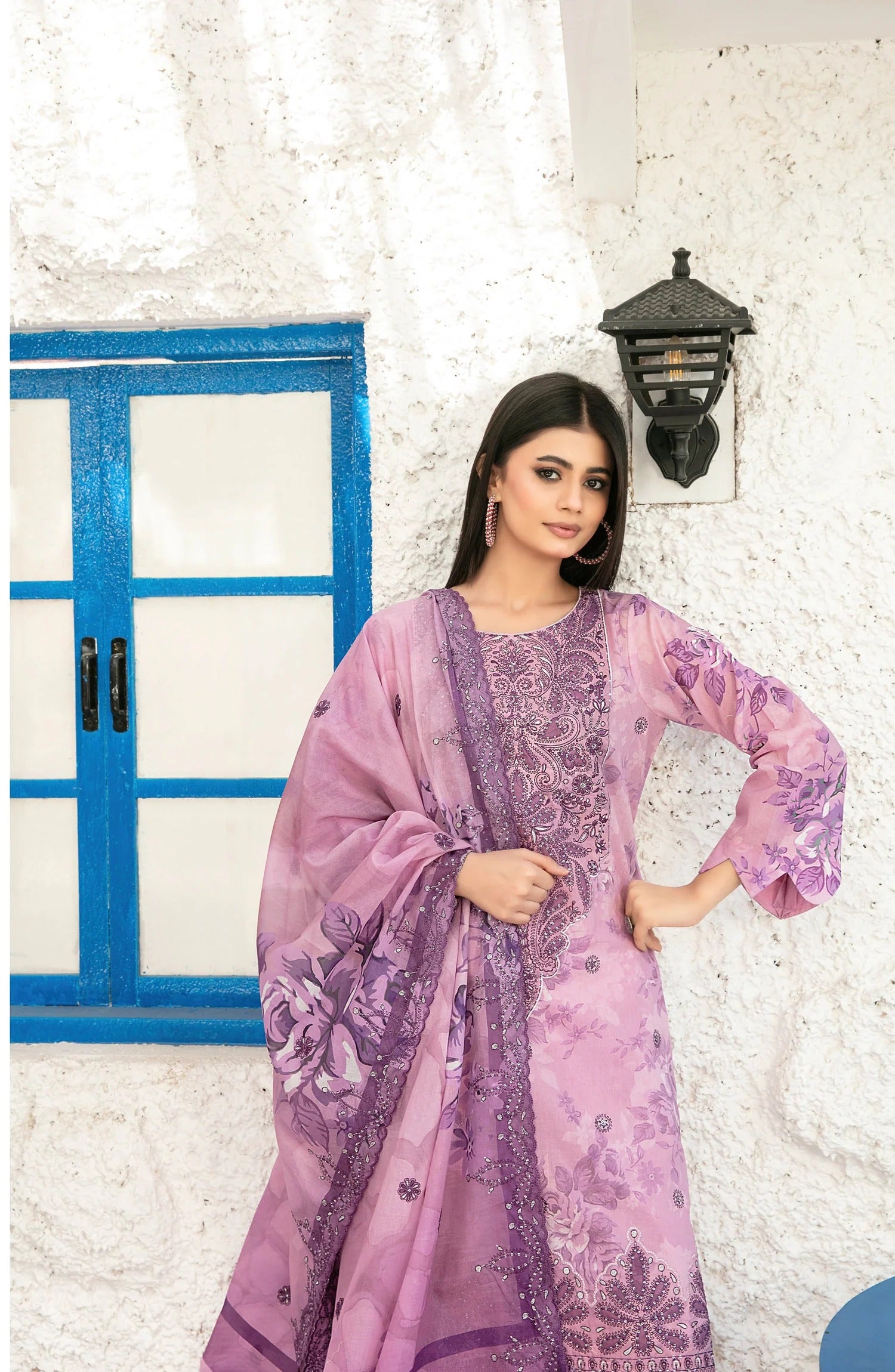 Parizah by MyTaraz Fabrics Embroidered Lawn Unstitched 3 Piece Suit - D-2730 - TF26PRZ - Purple - Summer Collection