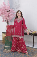 Shanzey Roshni Embroidered Organza Stitched 3 Piece Suit - SHK-5804 - SHZ26RSN - Majenta - Girls Formal Collection