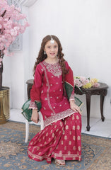 Shanzey Roshni Embroidered Organza Stitched 3 Piece Suit - SHK-5804 - SHZ26RSN - Majenta - Girls Formal Collection