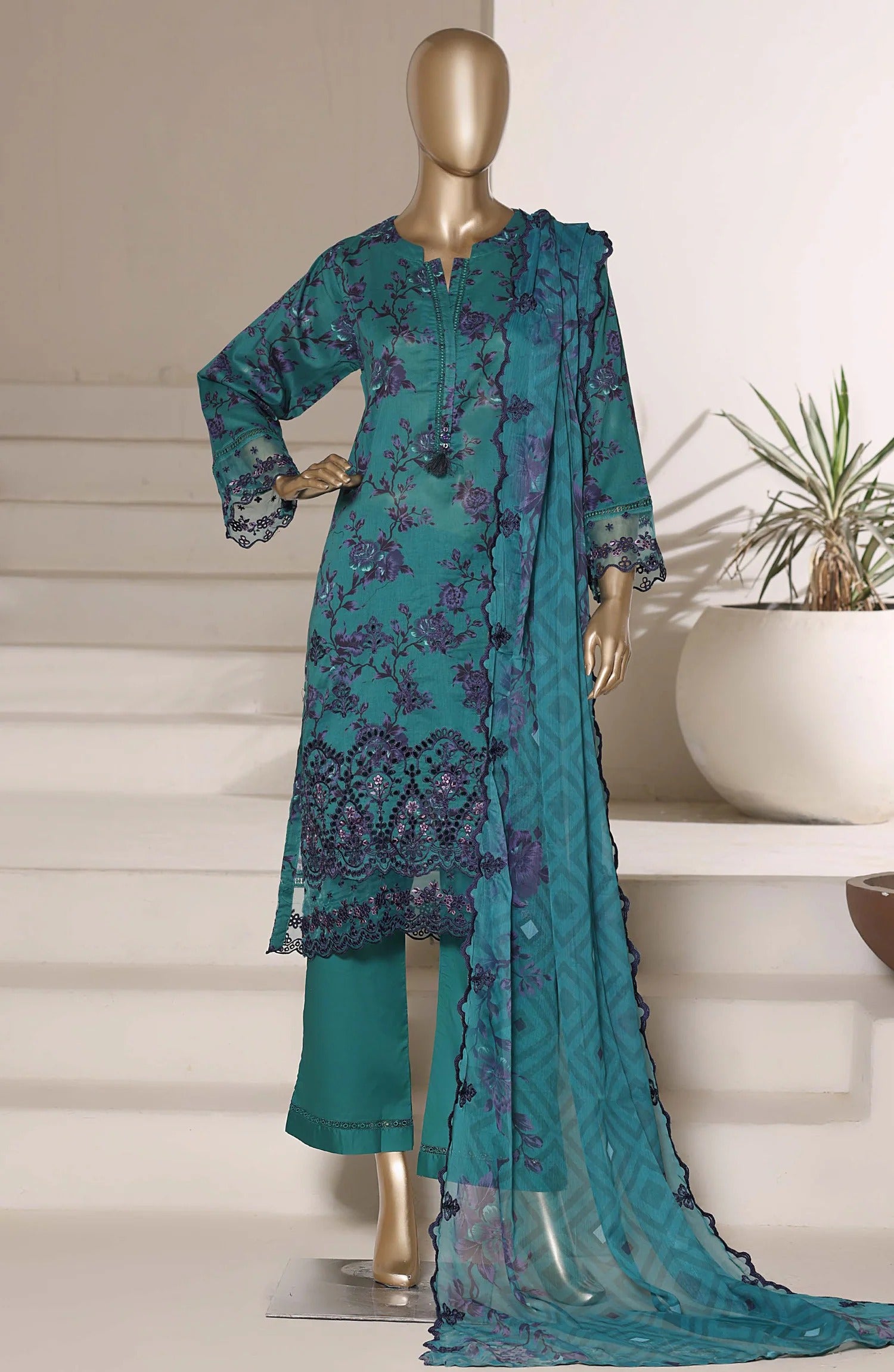 Sadabahar Signature Embroidered Stitched 3 Piece Suit - D-05 - SBD26VOL - Teal - Festive Collection